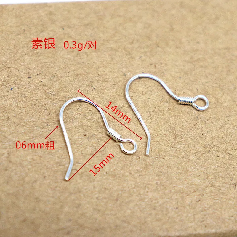 925 Sterling Silver 06mm Round Wire Earring Hooks with Coil Loop Open DIY Accessories Jewelry Making Findings Components