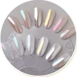 ضوء القمر لؤلؤة مسمار بودرة لتزيين مانيكير ، أورورا وميض ، مرآة بيضاء صبغة كروم ، فرك الغبار ثلاثي الأبعاد ، جل البولندية ، 1 مربع أفضل 8 بودرة أظافر من الكروم مبيعا - رقم 6