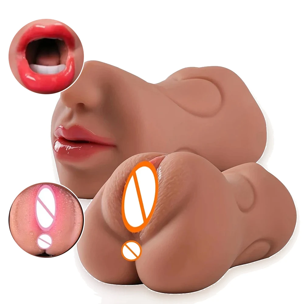 3 IN 1 Artificial Vagina Male Masturbator Cup Real Oral Anal Clitoris Stimulator Silicone Penis Trainer Blowjob Sex Toys for Men