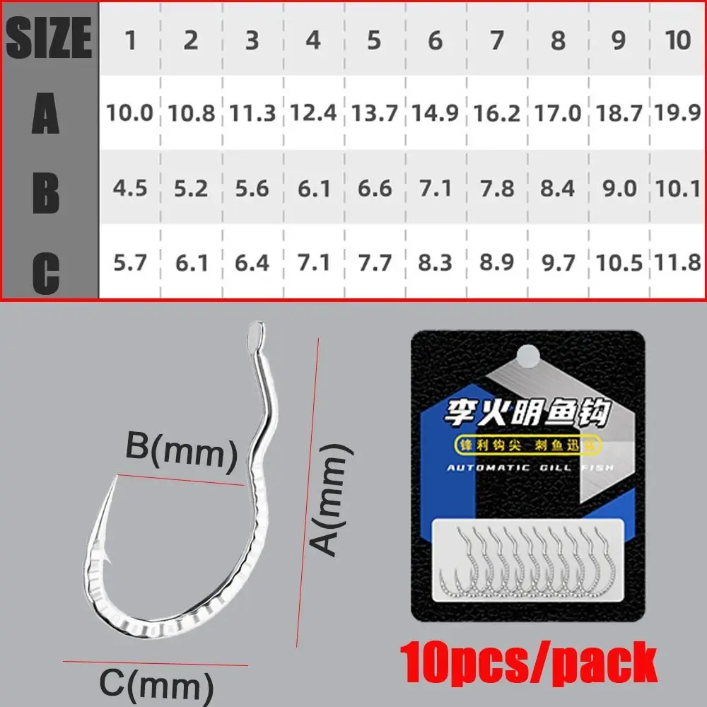 10Pcs Fish Scale Patterned High Carbon Steel Fishing Hook Sharp Barbed Automatic Flip Fishhook for Carp Fishing Accessories