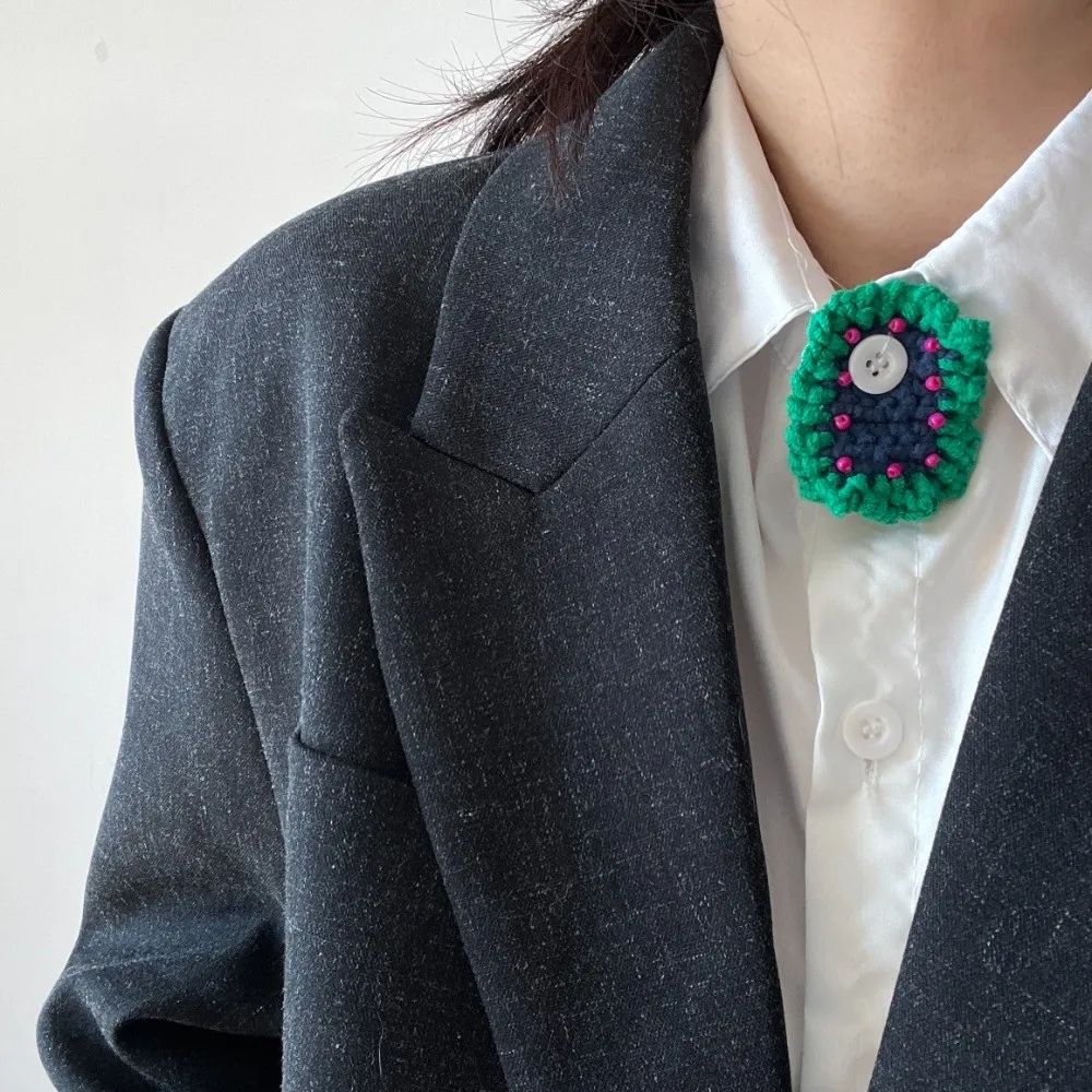 독특한 불가사리 어린애 같은 단추 장식 술 꽃 니트 가짜 넥타이 페르시 소프트 DIY 셔츠 액세서리 남여