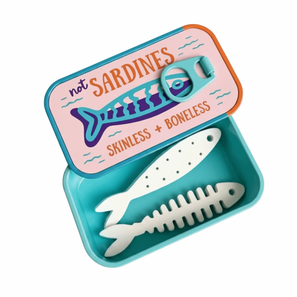 Portable Plastic Sardine Jewelry Box Fishbone Insert 3D Printed Portable Jewelry Case Shockproof Shell Earring Slots Daily Use