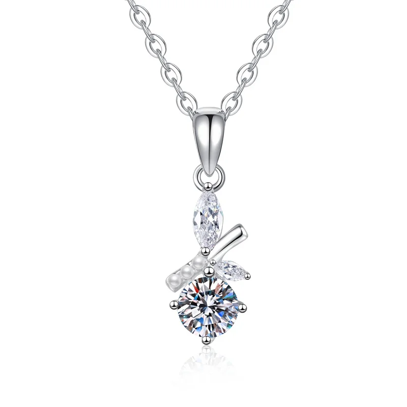 

ZFSILVER Fashion Trendy Classic 925 Silver Moissanite Pearl Bamboo Leaf Necklace For Charms Women Accessories Jewelry Gift XL478