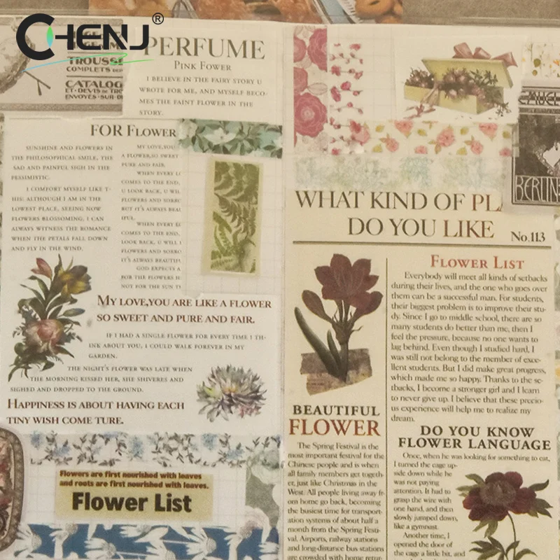 5 Buah Pita Bunga Antik Pita Persediaan Buku Tempel Dekorasi Buku Harian Musim Semi Aksesori Pita Cinta Adhesiva Decorativa