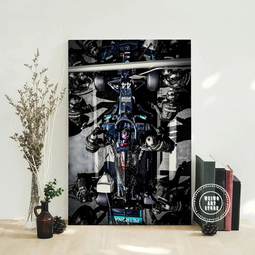 Formula 1 Hamilton Poster F1 Mercedes Race Car Canvas Prints Digital Painting Motorsport Wall Art Picture for Living Room Decor