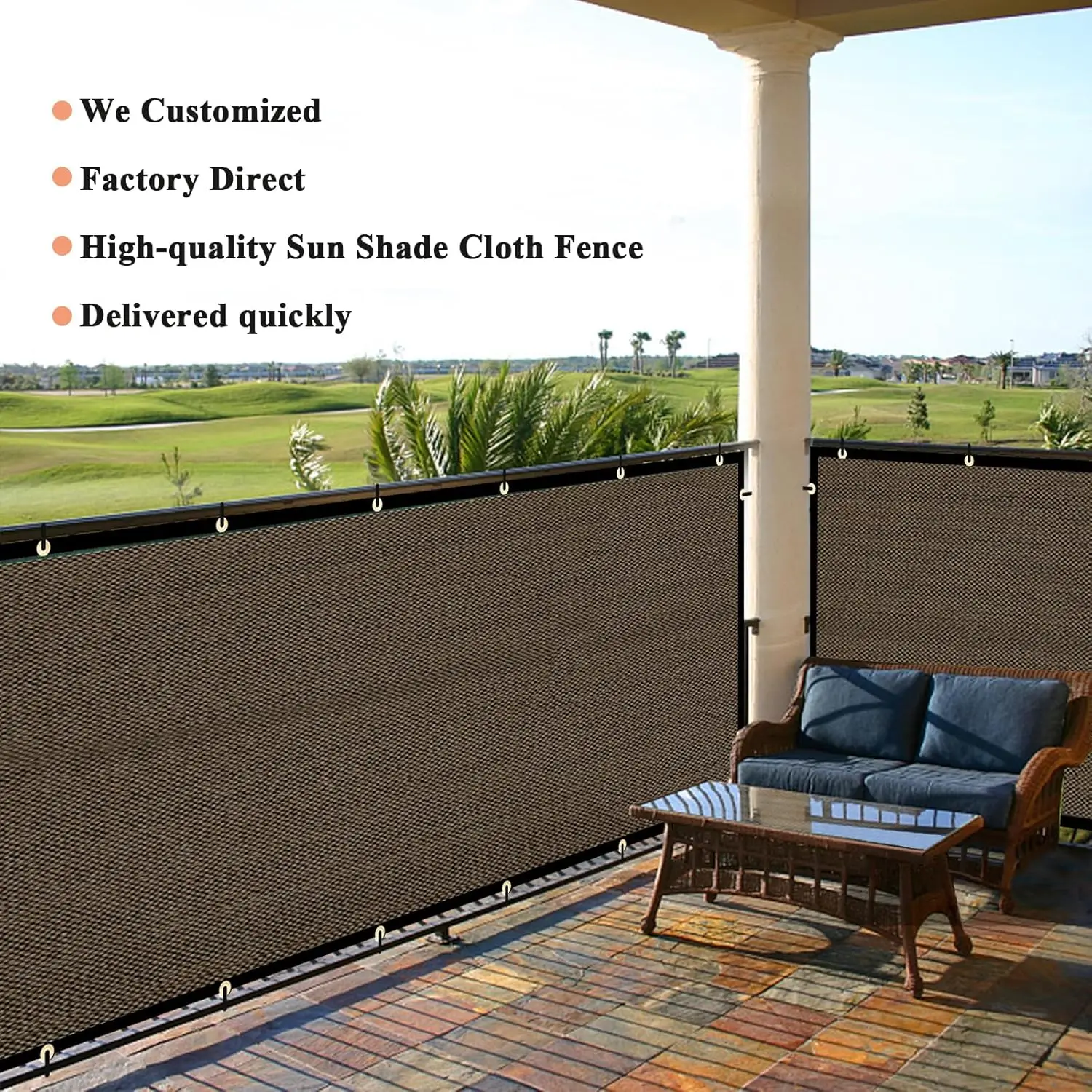 Privacy Screen Fence 90% Blockage Heavy Duty Protective Covering Mesh Fencing for Outdoor Patio Pool Balcony Brown