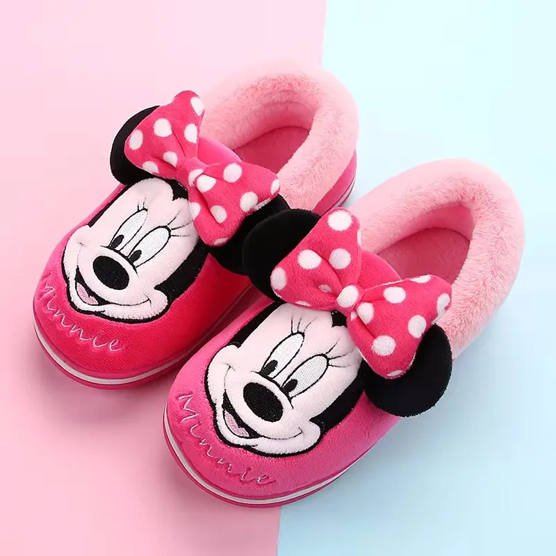 Disney Women Men Couples Home Slippers New Fashion Warm Winter Furry Soft Short Plush Slipper Non Slip Bedroom Slides Indoor Sho