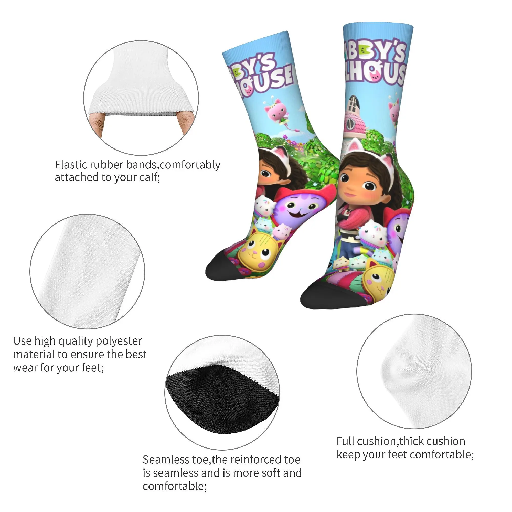 G-Gabbys dollhouse funny doll cartoon  Merch Men Women Socks Sweat Absorbing  Skateboard Crew Sock Super Soft Little Small Gifts