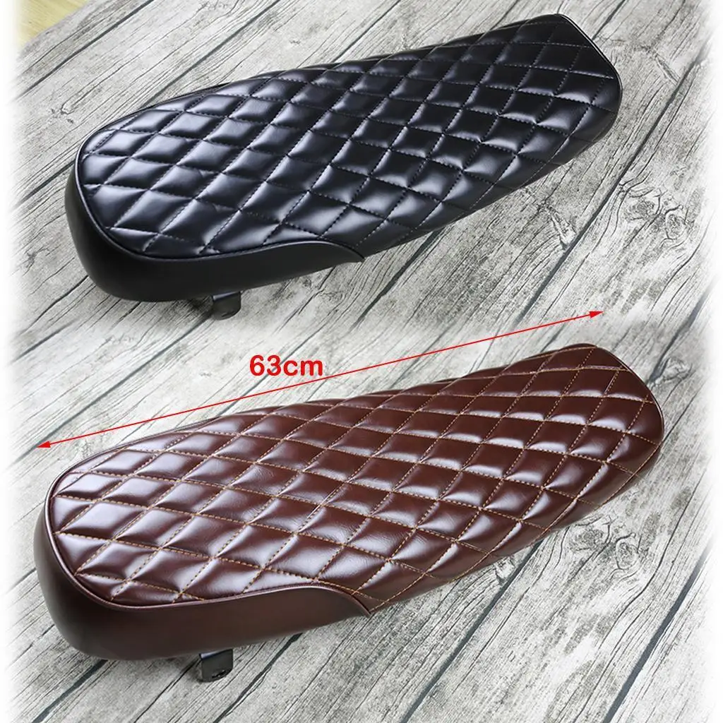 Black PU Leather Motorcycle racer Seat Flat Saddle 63cm / 24.8'' Long