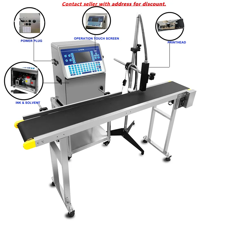 Automatic Industrial CIJ Inkjet Printer QR Code Batch Number Printing Machine For Cable PET Water Bottle Jar Wire B600 Plus