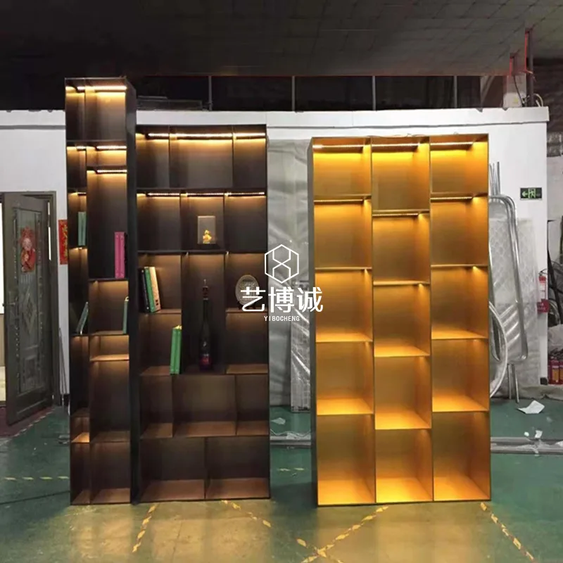 رف النبيذ المخصص Baijiu خزانة عرض خزانة الكتب خزانة الزخرفية الفاخرة، الشركة المصنعة الفولاذ المقاوم للصدأ