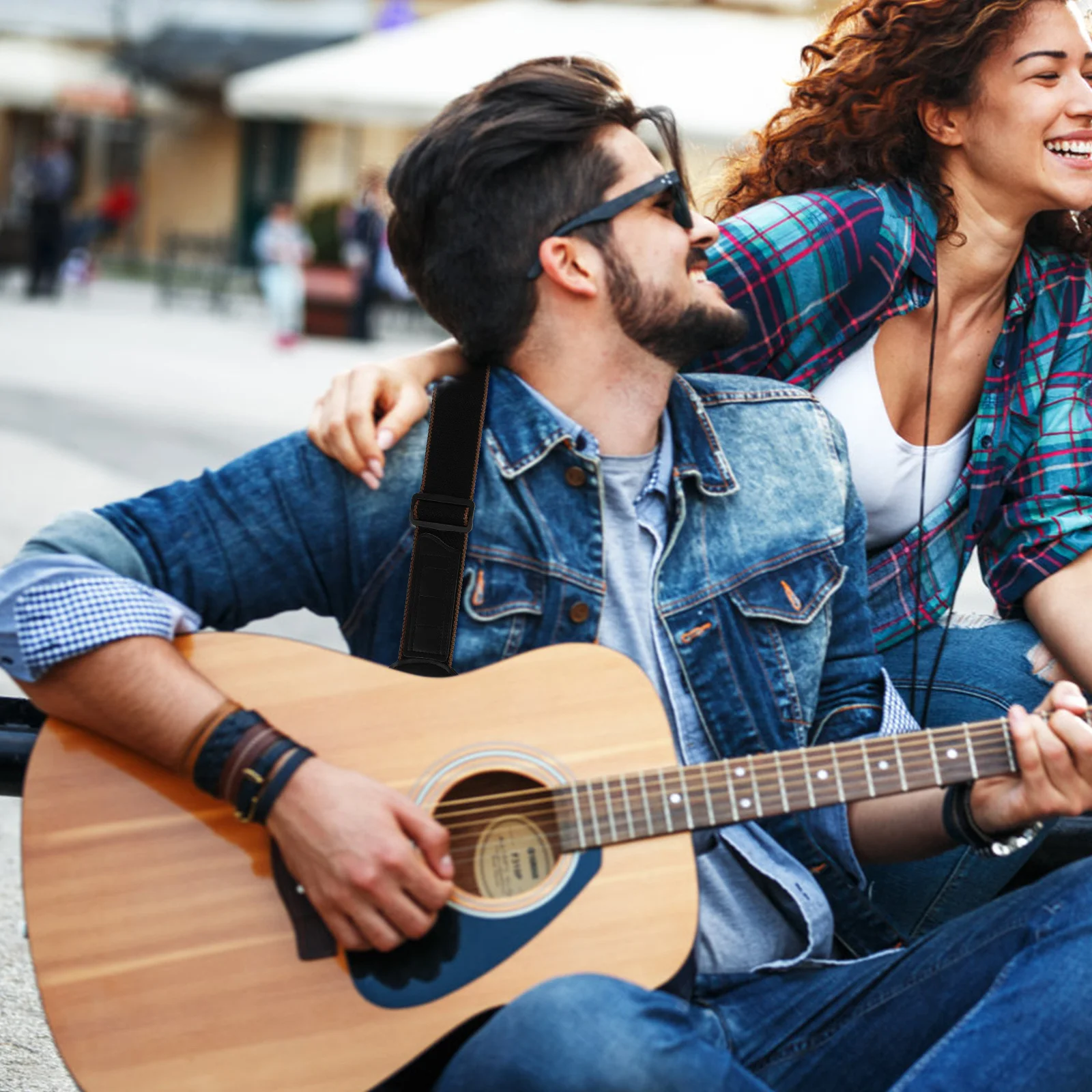 حزام جيتار مبتكر، حزام جهير صوتي متين، قطن ممتاز، مريح وقابل للتعديل، حزام كتف جيتار