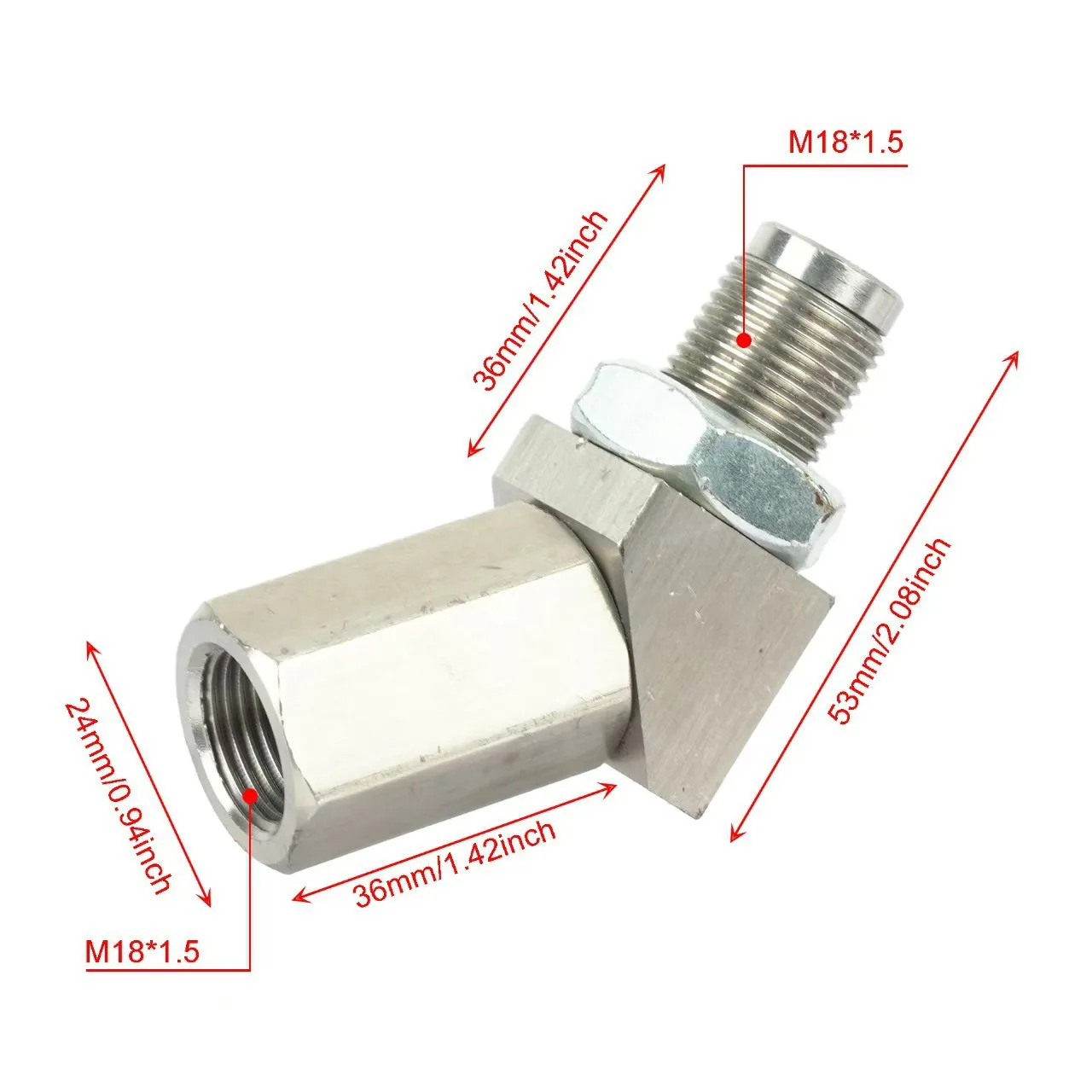 45 Degree M18x1.5 Stainless Steel Oxygen Sensor Extension Connector 304 Material for Automobile Exhaust Pipe Modification