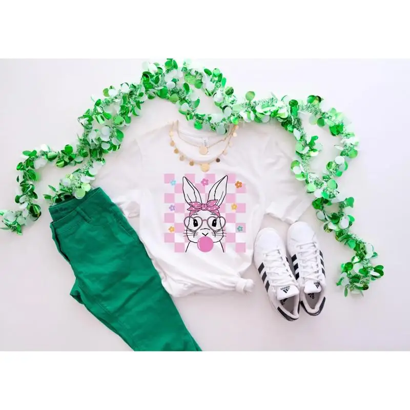 Happy Easter T Shirt Heart Bunny For Shirts Women Kids