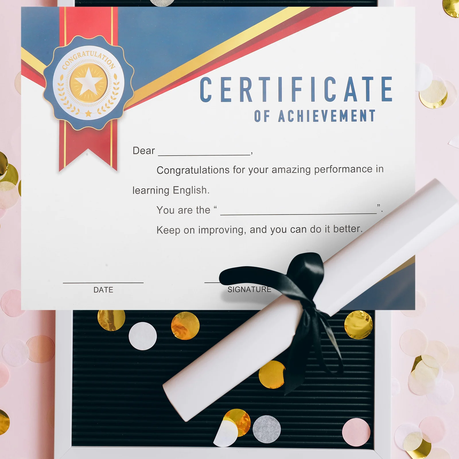 

Award Certificates For Students Colorful English Printing Certificate Paper School Supplies Completion Recognition Coated
