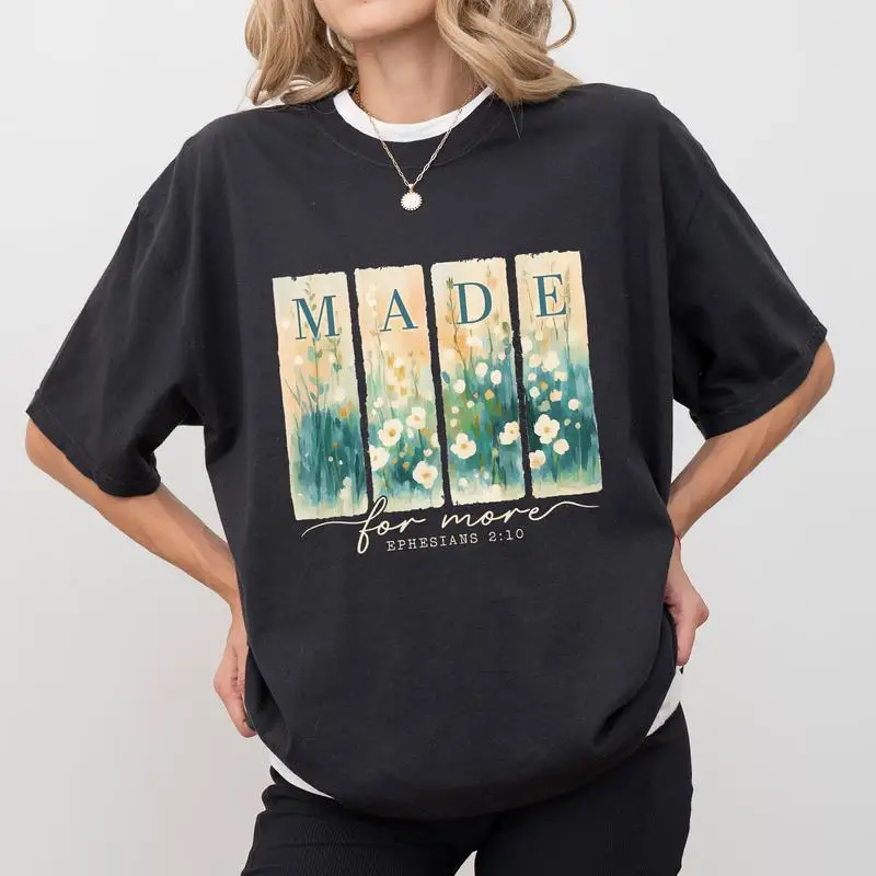 

"Christian Graphic T Shirt Women Oversized Casual Faith Tee Made for More Bible Verse Ephesians 3:10 Inspirational Top Gift"