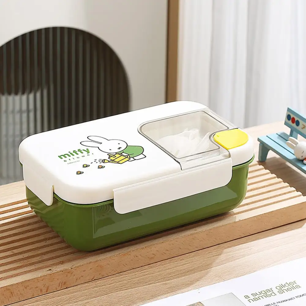 

Miffy Grid Lunch Box Cute Anime Cartoon Simple Creative Water Injection Heating Stainless Steel Kawaii Lunch Box Home Gift