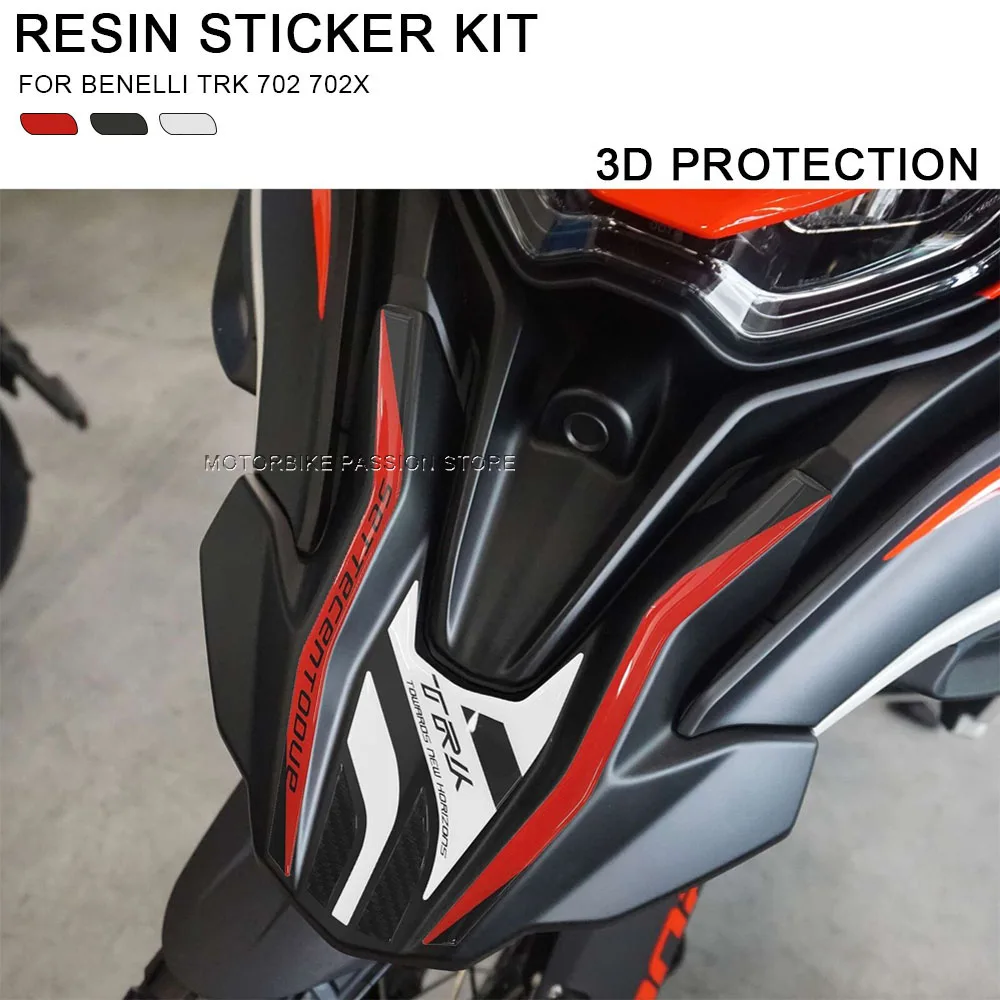 Motorcycle Accessories 3D Epoxy Stickers Kit Motorcycle front end Protection Stickers for Benelli TRK 702 TRK 702X 2023-