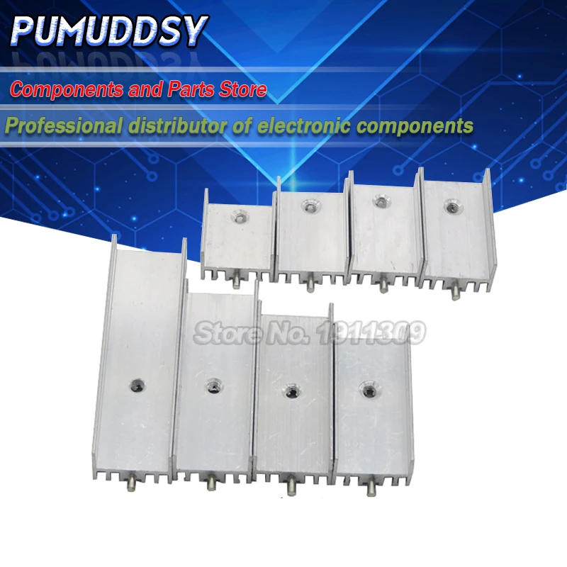 10PCS 15x10x16/20/22/25/30/35/40/50mm aluminum radiator U TO-220 for transistors With needle, TO220 for aluminum