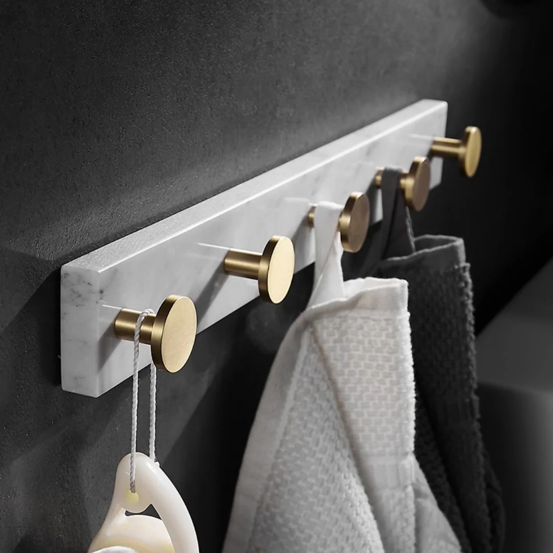 

Marble Brass Bathroom Robe Hook Wall Mounted White Towel Hooks Kitchen Towel Hook Key Hat Bag Hanger Holder Clothes Hook