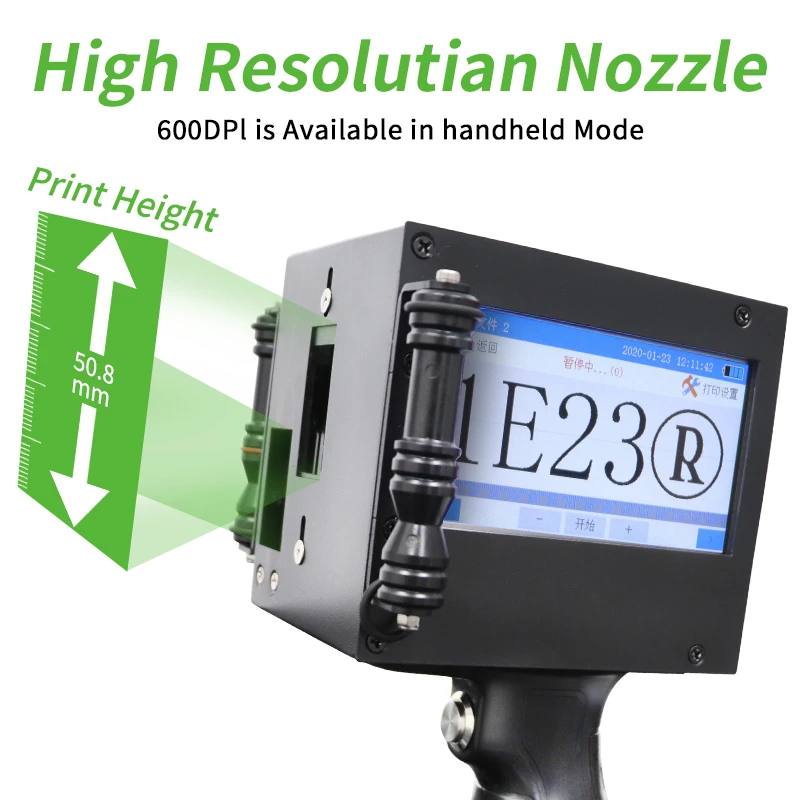 50 مللي متر يده النافثة للحبر بندقية مع 2 خرطوشة التجفيف السريع ل QR الباركود دفعة رقم الشعار تاريخ انتهاء الصلاحية آلة ترميز التسمية