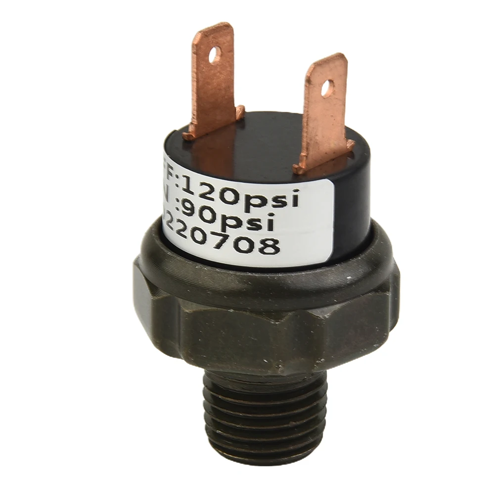 90-120 PSI 1/4 Inch NPT Air Compressor Pressure Control Switch Valve 12V Metal Black For Tank Pump Automatic Off Part