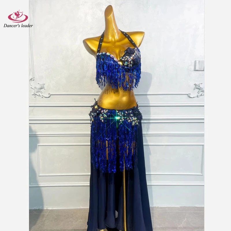 

Belly Dance suit High-end Navy Blue Beaded Tassel Performance Costume Practice Costume Female Oriental Dance