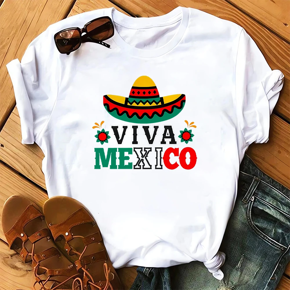 Mexican Printed Round Neck Plus Size T-Shirt Women Short Sleeved Casual Top Fashionable Street Original Style Tops y2k Clothing