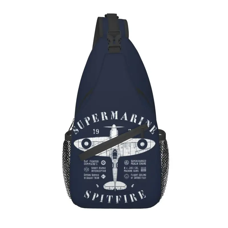 

Supermarine Spitfire Sling Crossbody Chest Bag Men Casual Fighter Plane Pilot Aircraft Airplane Shoulder Backpack for Traveling