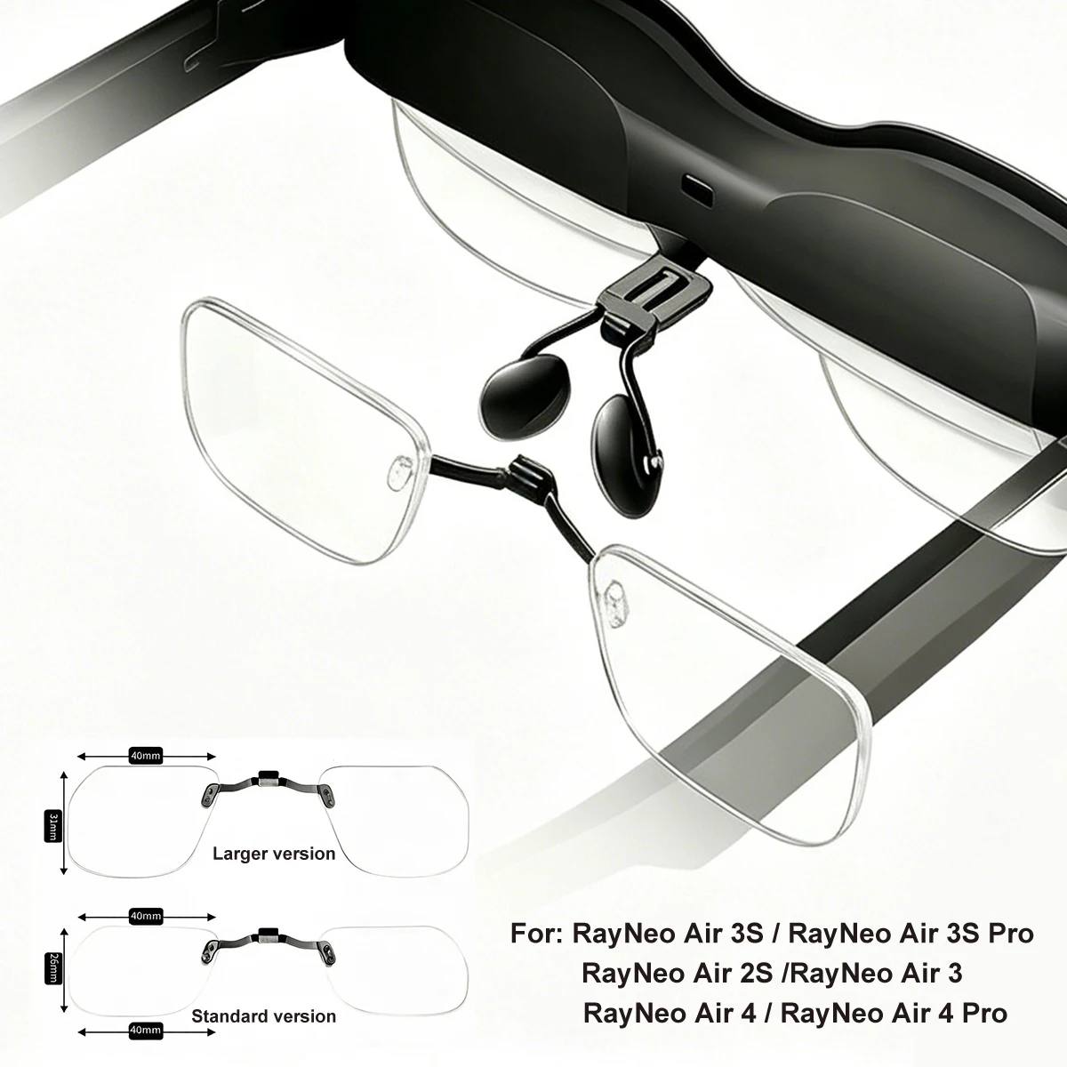 Custom RX Lenses for RayNeo Air 4 4Pro Air 2S Air 3S 3SPro Myopia Astigmatism Prescription Inserts Blue Block Anti-Glare RX