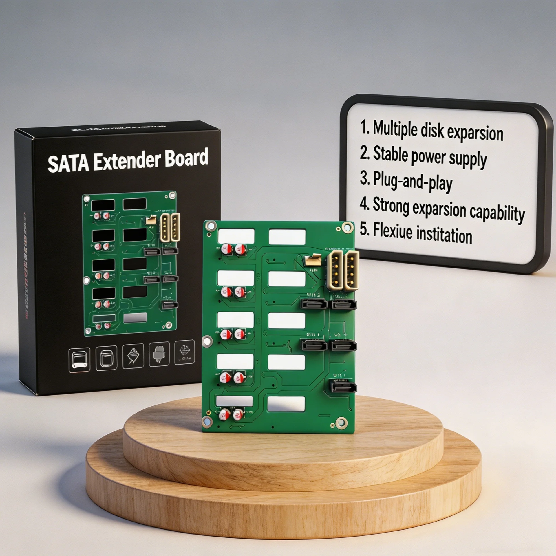 

5-Bay SATA Hard Drive Backplane Board for JONSBO N1 NAS Case – Supports 5 HDDs/SSDs, Hot-Swap Ready, Compact Green PCB Design