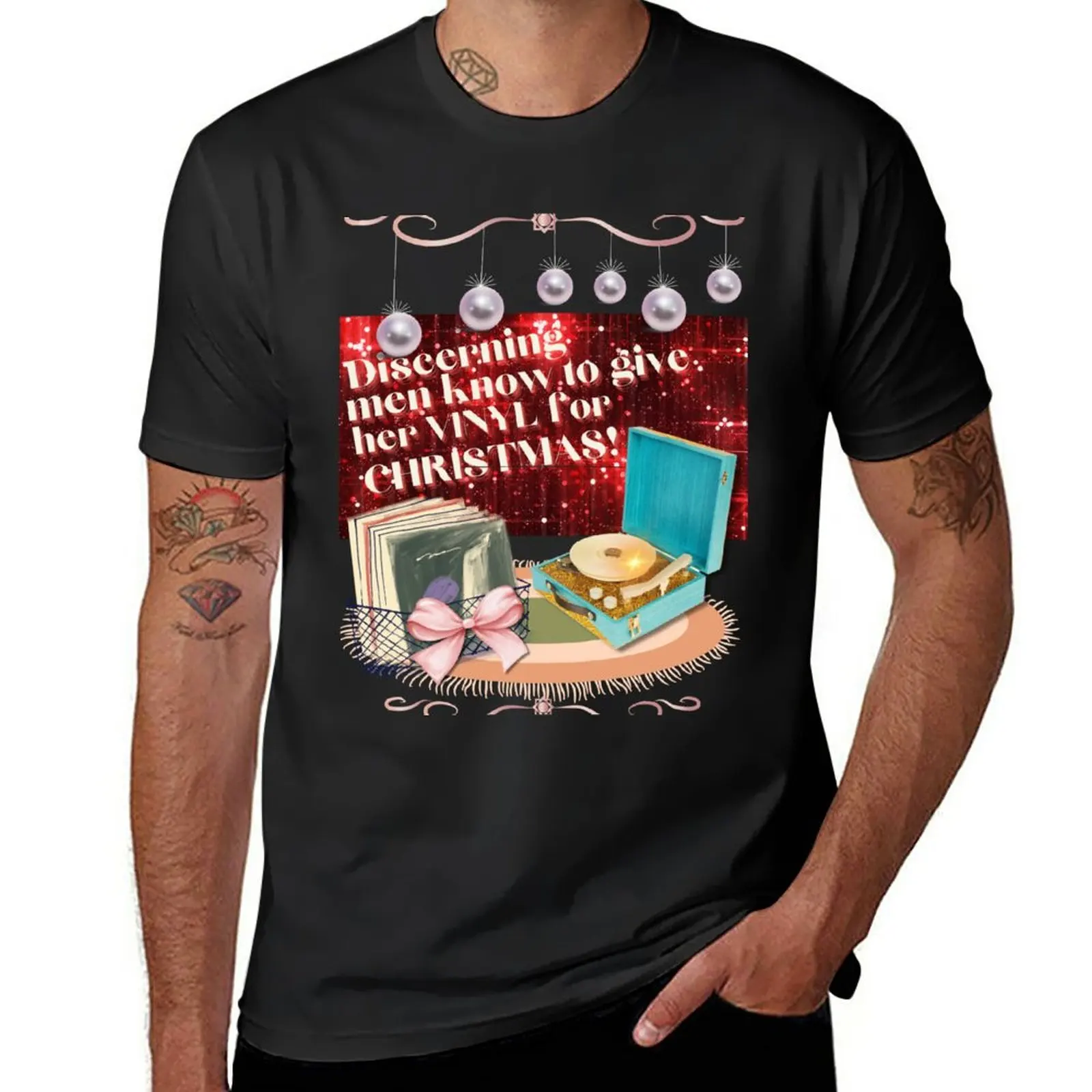 Give Her Vinyl for Christmas Retro-Style Advert T-Shirt anime clothes quick-drying t-shirt Tee shirt black t shirts for men