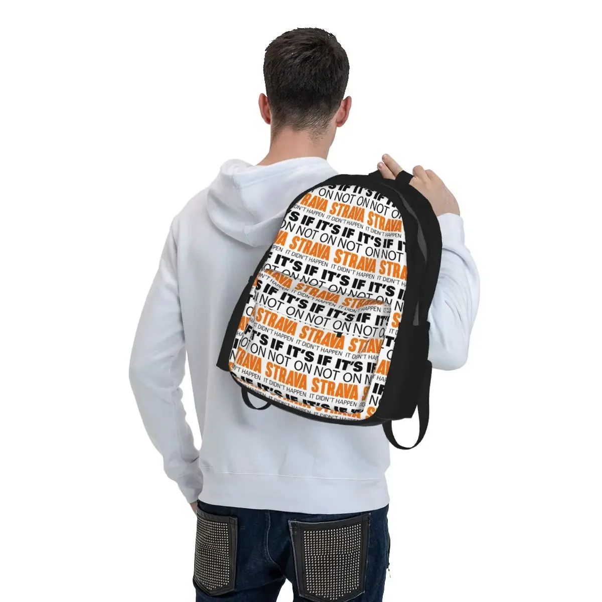 If It's Not On Strava It Didn't Happen Backpack Student BookBag Children School Bag Laptop Shoulder Bags for Men Women