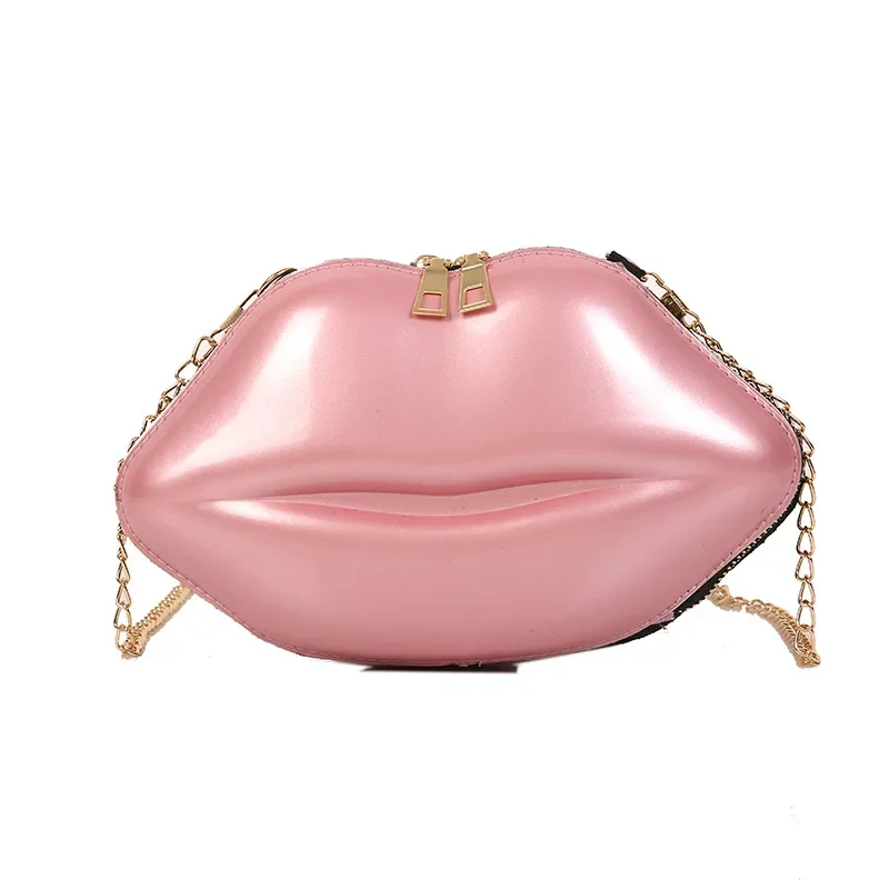 Bags for Women 2024 New Personality Lip Shoulder Bag Wild Zipper Lady Messenger Bag Cute Female Mobile Phone Bag Chain Ladies