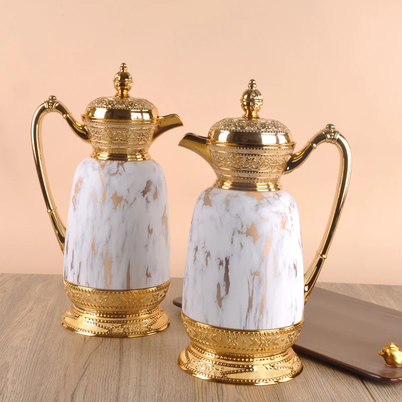 Arabian 0.6 + 1.0L New Arrival Coffee Pot Body Glass Insulated Vacuum Arabian Coffee Bottle Dara Wine Pot Set Coffee