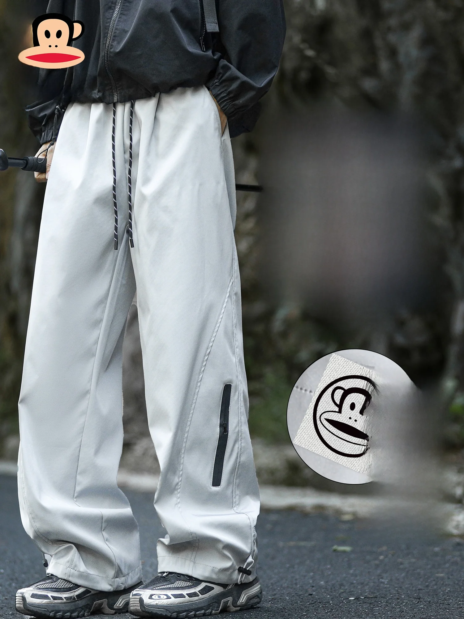 

PaulFrank Men's Fce Lined Casual Pants Loose Fit Outdoor Warm Autumn Spring Workwear Wide Leg Trousers Youth Faion