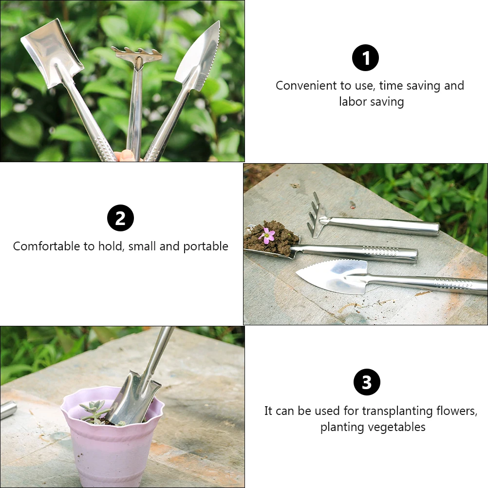 

1 set Stainless Steel Garden Tools Set Heavy Duty Gardening Shovel Rake Trowel Durable Rustproof Mini Tool Kit For Outdoor Kids