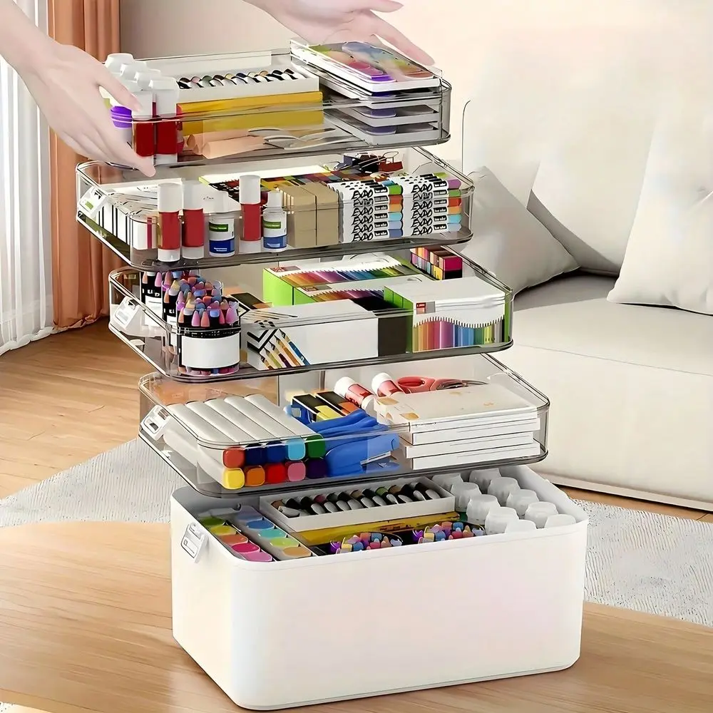 Transparent Multi-Layer Medicine Organizer, Large Capacity Portable Divided Organizer Container, Easy To Clean Clear Storage Case For Pills, Office Stationery, Sewing Crafts & Bathroom Toiletries, Home Travel Use