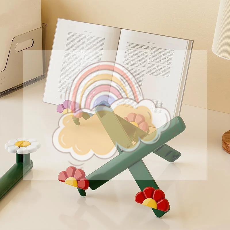 New Cute Flower Learning Reading Bookshelf Portable Folding Cookbook Holder Tablet Holder For Book Music Score Tablet