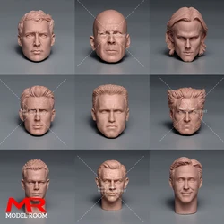 Unpainted 1/6 Arnold Bruce Willis Matt Damon Hugh Jackman Head Sculpt Theron Chris Evans Sean Connery Head Carving Model