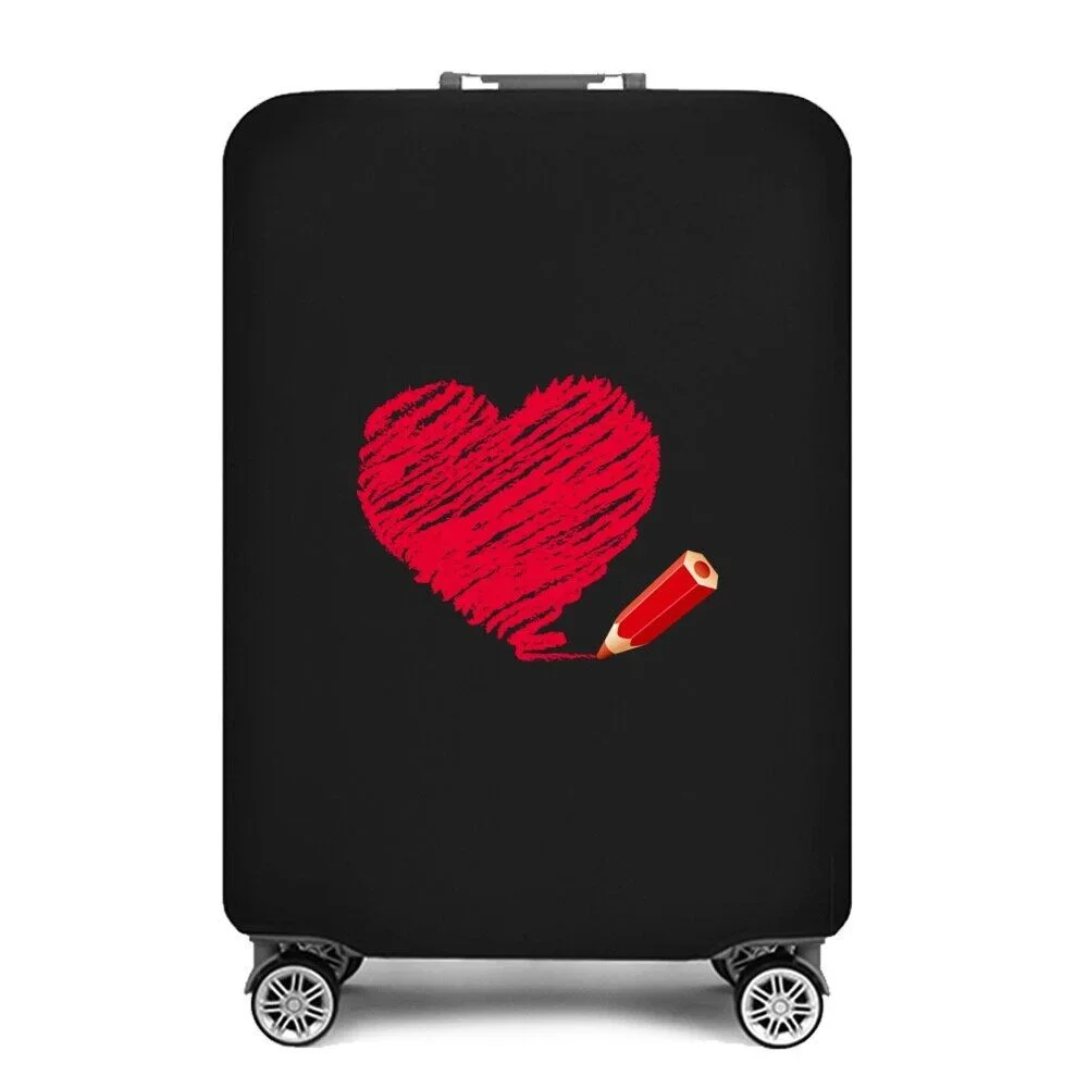 Elastic Luggage Cover Hand Drawn White Heart Print Suitcase Protector Dustproof Anti Scratch For 18 32 Inch Travel Case