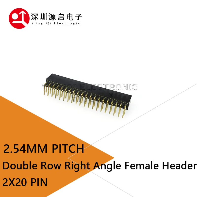 5PCS 2X20 PIN Double Row Right Angle FEMALE PIN HEADER 2.54MM PITCH Strip Connector Socket 2*20 20p 20PIN 20 PIN FOR PCB BOARD