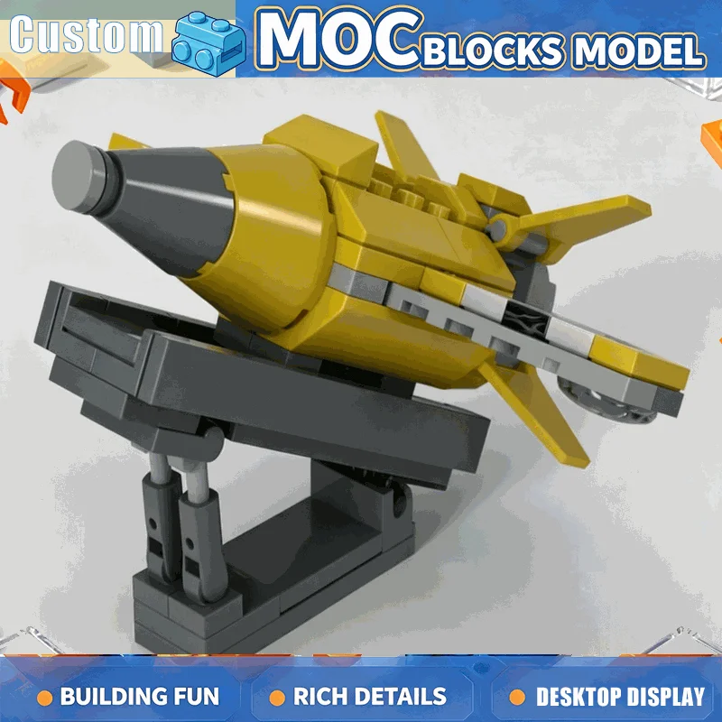 105PCS Yellow Flight Vehicle Building Block Futuristic Flying Machine Model DIY Assembly Brick Set Creative Science Display Gift