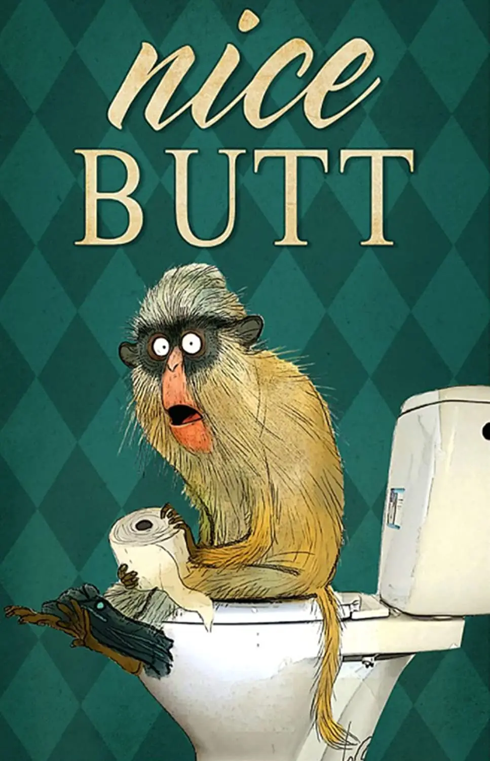 Graman Vintage Metal Tin Sign Monkey Nice Butt - Funny Monkey - Bathroom décor, Funny Bathroom Poster Metal Tin Sign 12X16- sign