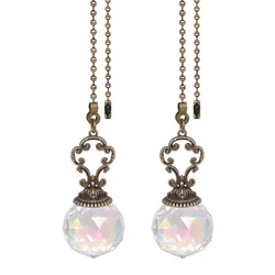 2 Pcs Pull Chain For Fan Chandelier Chains Beaded Ball Lighting Fixture Hardware Bronze Crystal Decorative Lamp Parts Ab Color