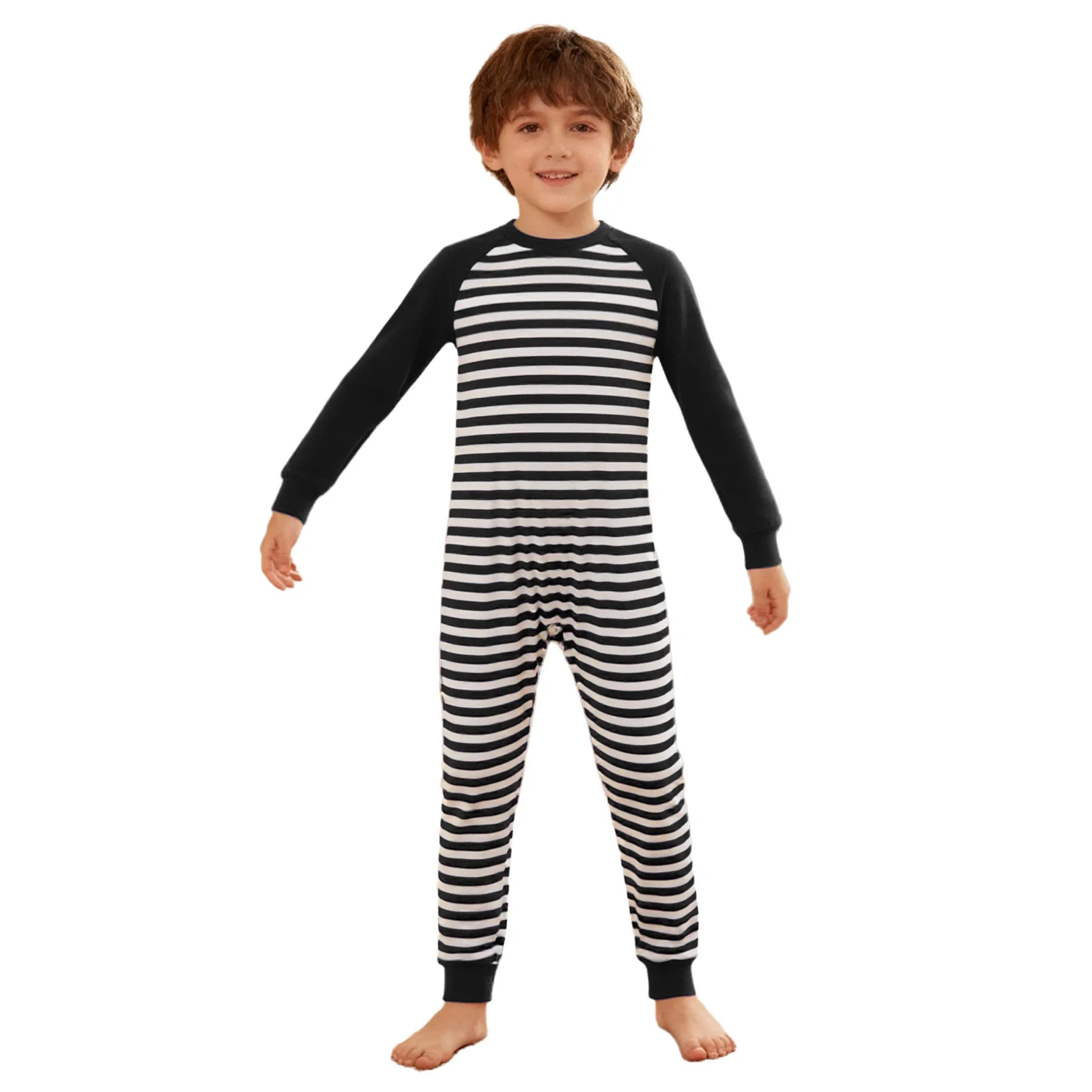 Kid Boys Girls Special Needs Jumpsuit Adaptive Clothing Long Sleeve Full Length Anti-Strip Back Zipper Stripes Rompers One-piece view 3