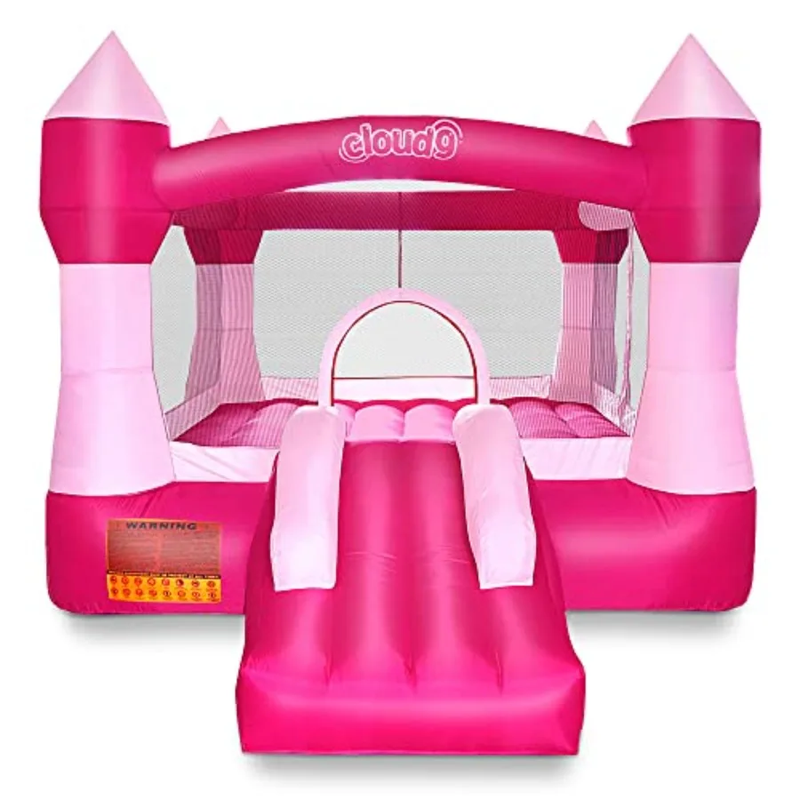 حارس Pink Castle القابل للنفخ لـ Cloud 9 Princess Bounce House مع أوتاد ورقع إصلاح لا يتطلب منفاخ