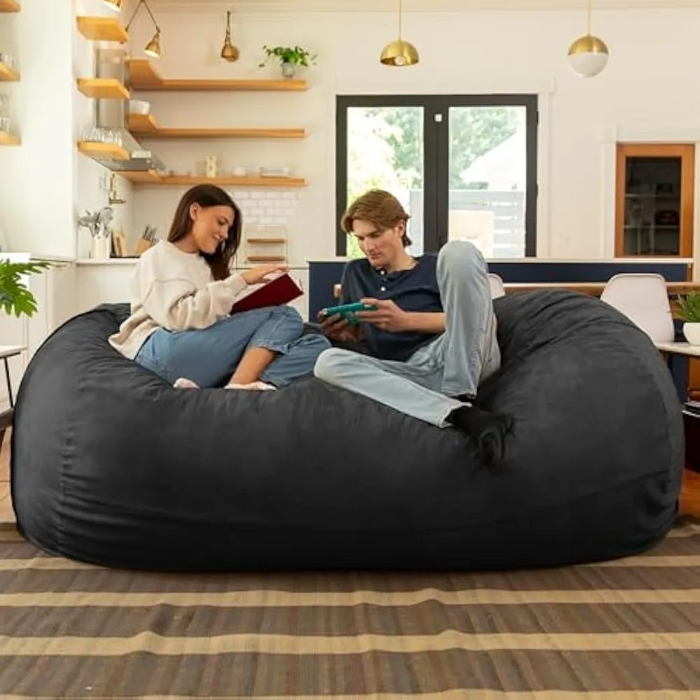 7-Fuß-Sofa mit riesigem Sitzsack, Schwarz