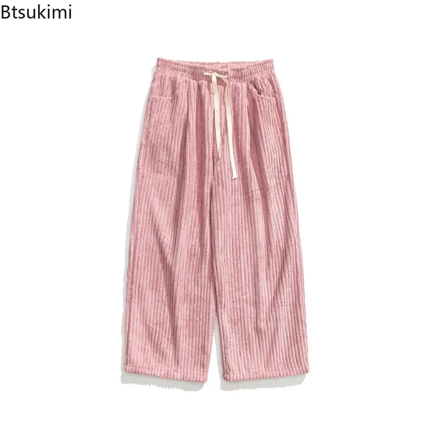Man Autumn Loose Corduroy Harem Pants Men Solid Color Casual Sweatpants Mens Hip Hop Trousers Fashion Drawstring Jogging Pants