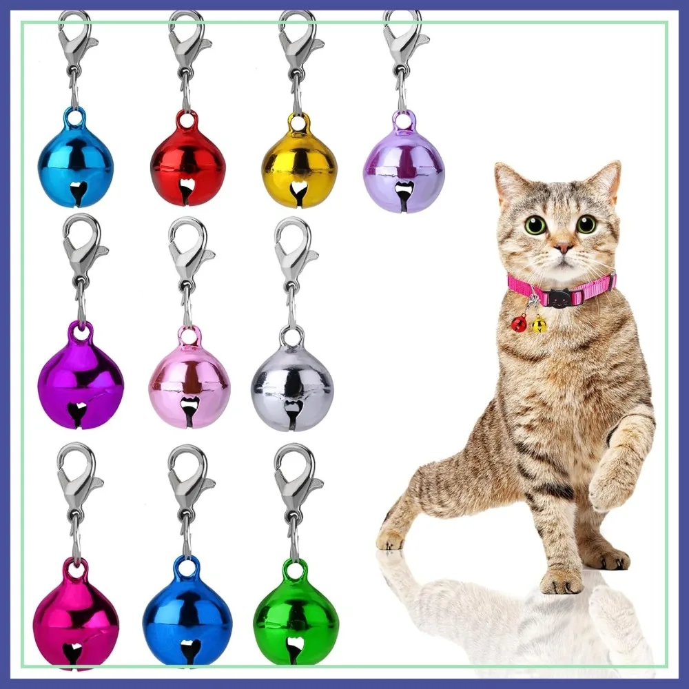

10 Pcs Jingle Bells for Cat Dog Collar, Colorful Pet Collar Charms with Clasps, Party DIY Decoration